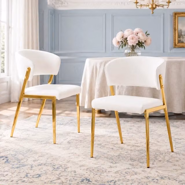 Sedia da pranzo MIVRAY moderna in similpelle bianca con struttura in metallo e schienale ergonomico per cucina, soggiorno o ufficio in casa