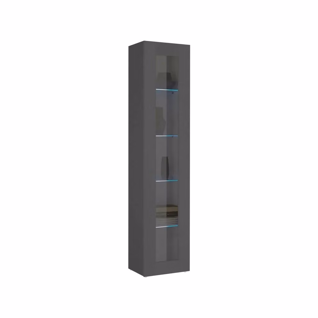 Vetrina Arnika DMORA con ante in vetro e illuminazione integrata, mobile da soggiorno moderno colore antracite, L: 40 cm, P: 30 cm, H: 180 cm – 2