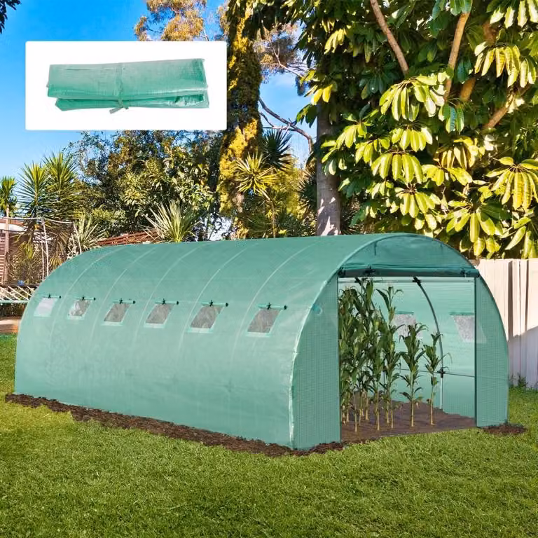 Pellicola per serre, dimensioni 6x3x2 metri, impermeabile, con protezione UV, in polietilene (PE), adatta per serre, tunnel in plastica e uso esterno (verde)