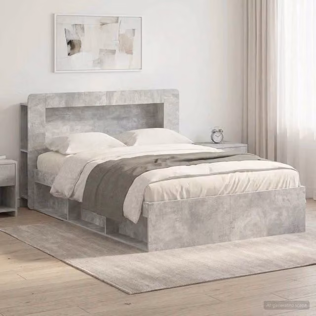 Telaio del letto con storage Grigio Cemento 140 x 200 cm 3433496