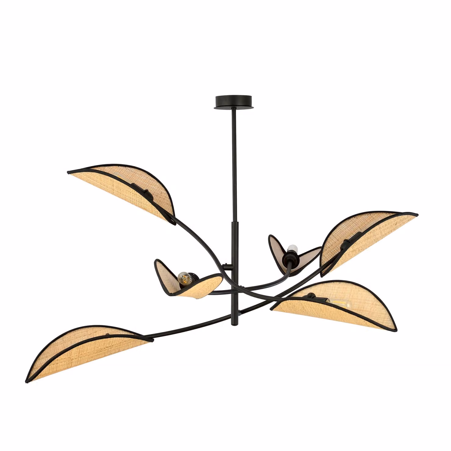 Lampadario Emibig 6xE14 40W LOTUS 6 NERO/RATTAN 1108/6