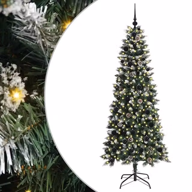 Albero di Natale artificiale verde vidaXL con 300 LED luce bianca calda, Altezza: 180 cm