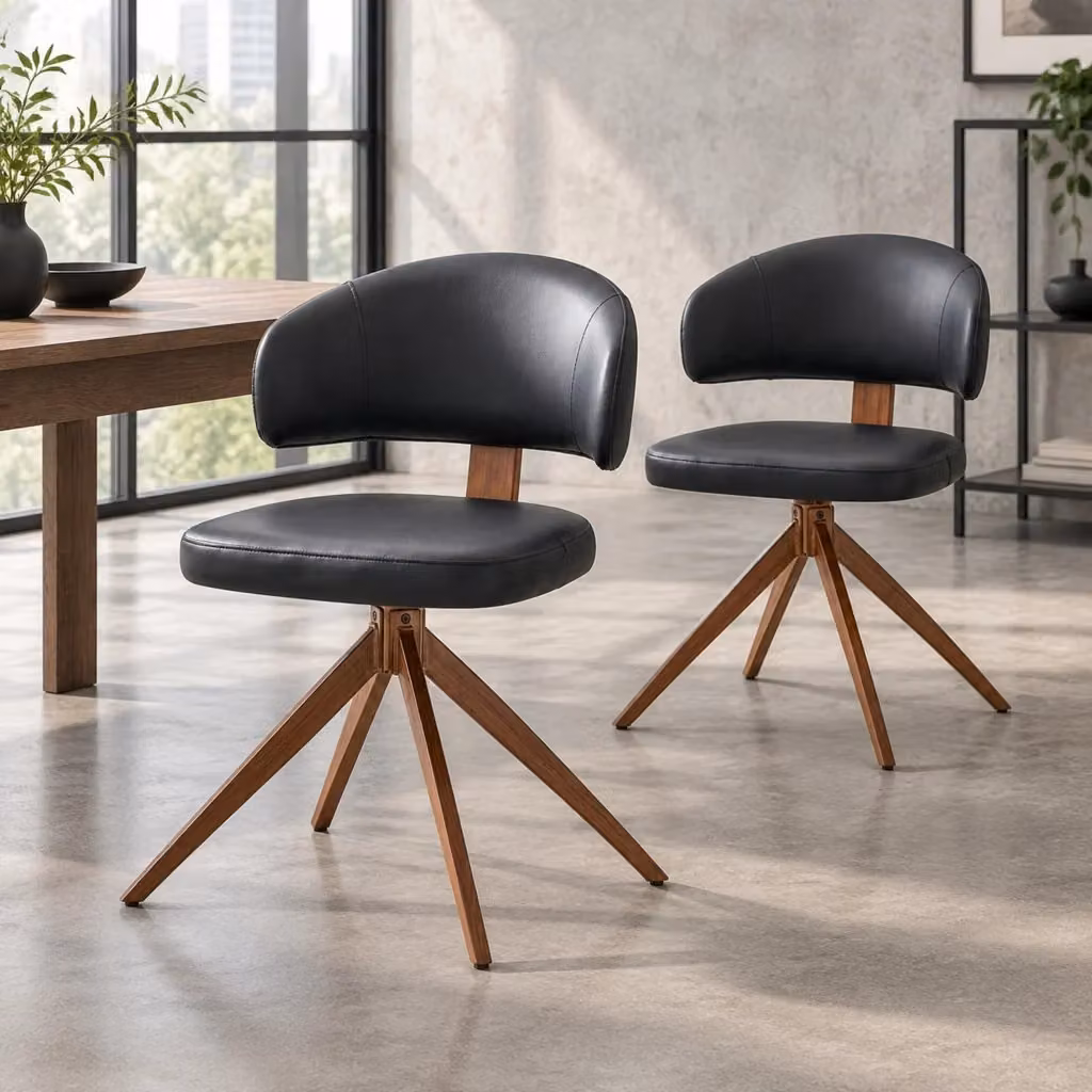 Sedia da ufficio girevole a 360 MIVRAY nera in ecopelle con struttura in metallo – 2