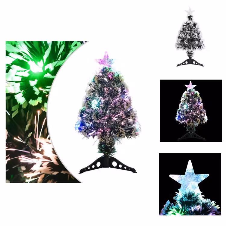 albero di Natale vidaXL con illuminazione verde e bianca 64cm in fibra di vetro - Alberi di Natale
