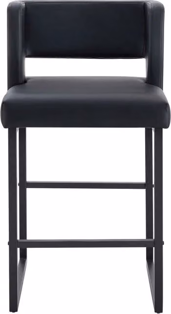 Set di 2 sgabelli da bar 48x53,3x91,4 cm PU nero e metallo nero, seduta confortevole