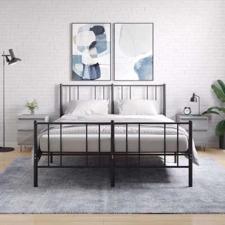 Set di 2 comodini vidaXL moderni in legno e metallo, colore grigio, da appendere alla parete, L 40 cm x P 35 cm x H 50 cm