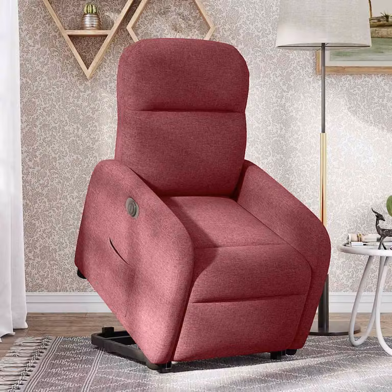 Poltrona Alzapersona Reclinabile Elettrica Rosso Vino Tessuto