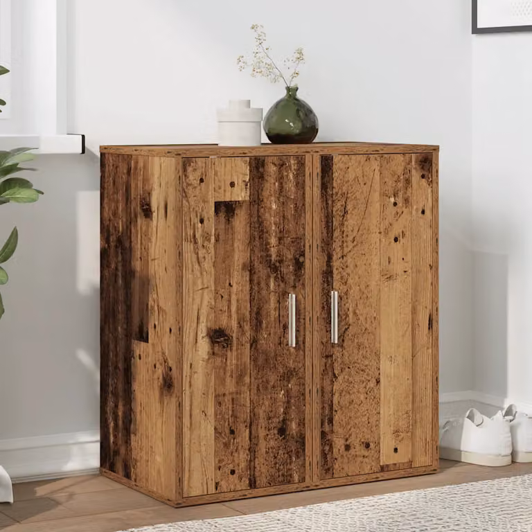 Set di 2 scarpiere vidaXL in legno stile rustico marrone con ante a battente L/P/H: 32 x 35 x 70 cm