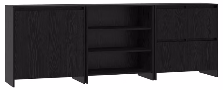 Credenza 3 pcs Rovere Nero 70 x 41 x 75 cm Legno multistrato