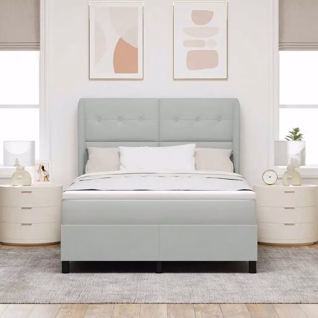 Letto ibrido con testiera in velluto vidaXL Grigio, L: 160 cm, P: 200 cm, H: 203 cm