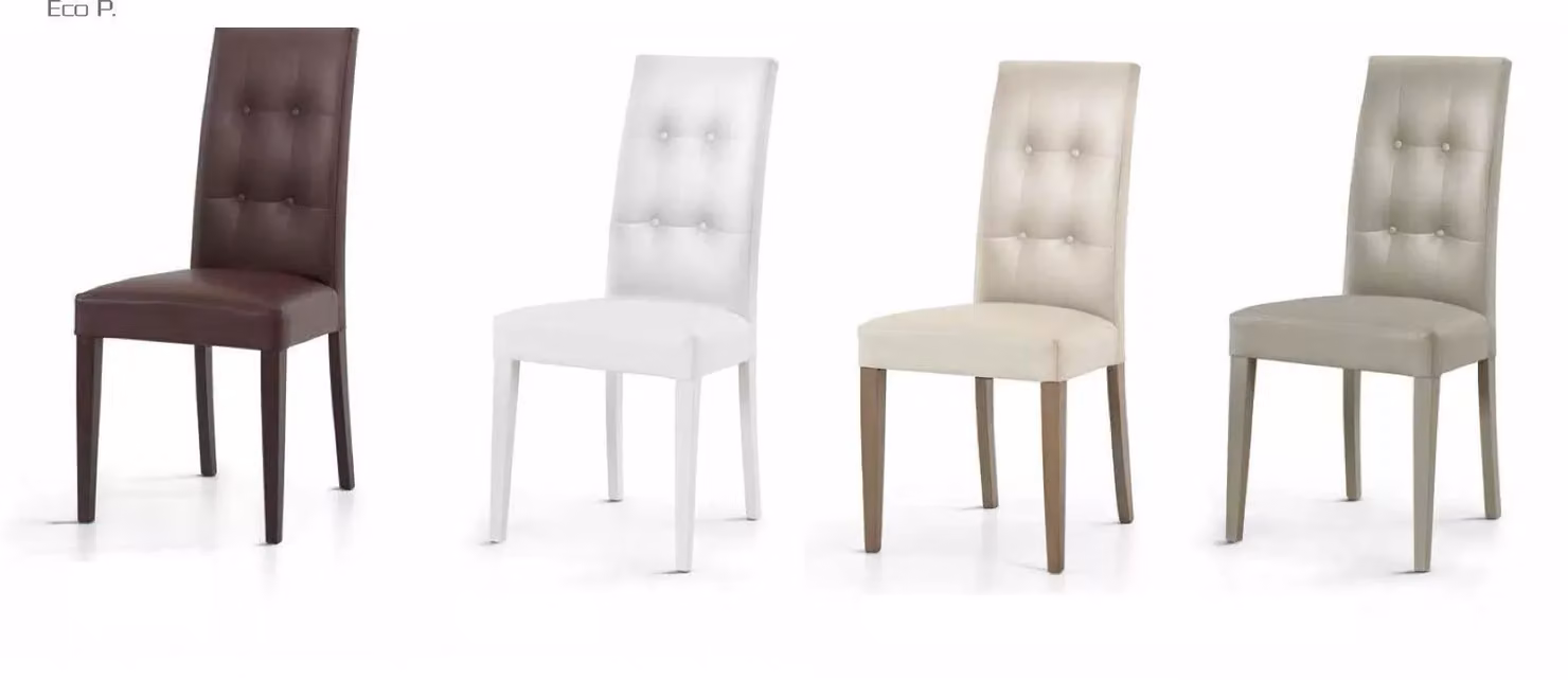Set di 2 sedie moderne in ecopelle marrone con decorazione a 4 bottoni Mobili 2G – 3
