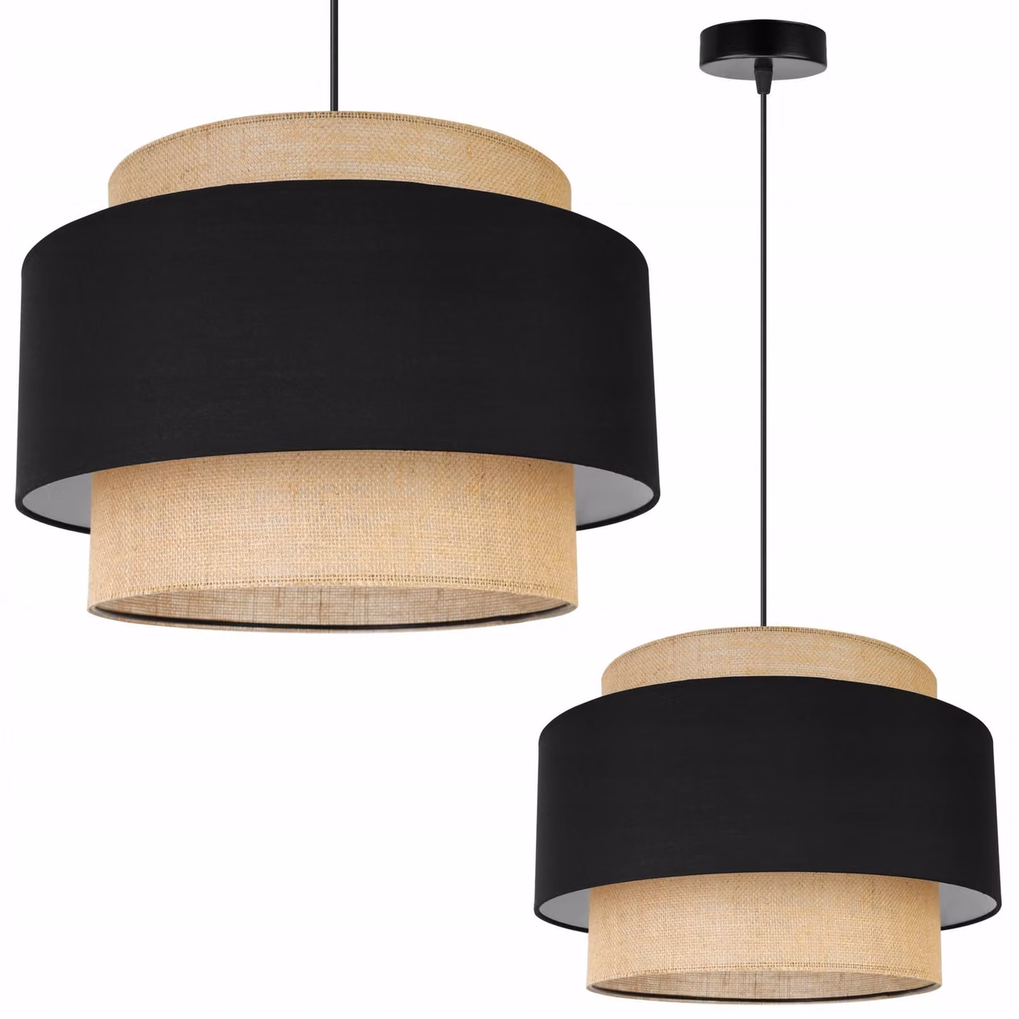 Lampada a sospensione, lampadario da soffitto, paralume, Boho Juta