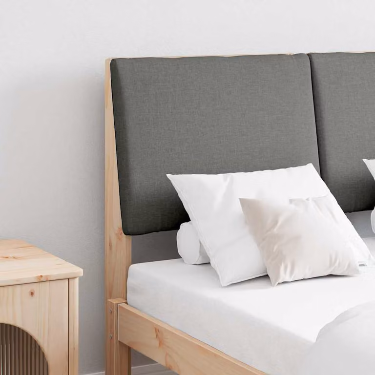 Testiera imbottita vidaXL in pino massello Grigio scuro 135 cm