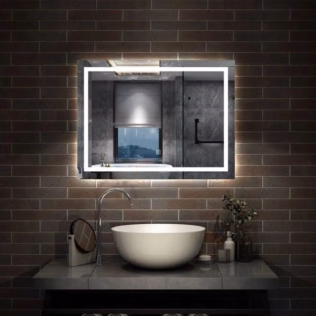 Specchio rettangolare Aica Italy con luce LED dimmerabile, funzione antiappannamento e comando touch, L: 100 cm, H: 60 cm