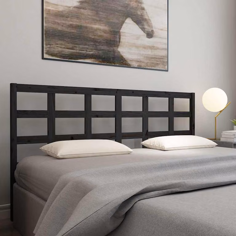 Testiera per Letto vidaXL in Legno Massello di Pino Nero, Stile Rustico Geometrico, L: 205,5 cm, P: 4 cm, H: 100 cm