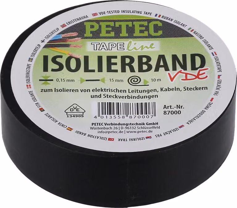 Nastro isolante PETEC, 15 mm x 0,15 mm, 10 metri