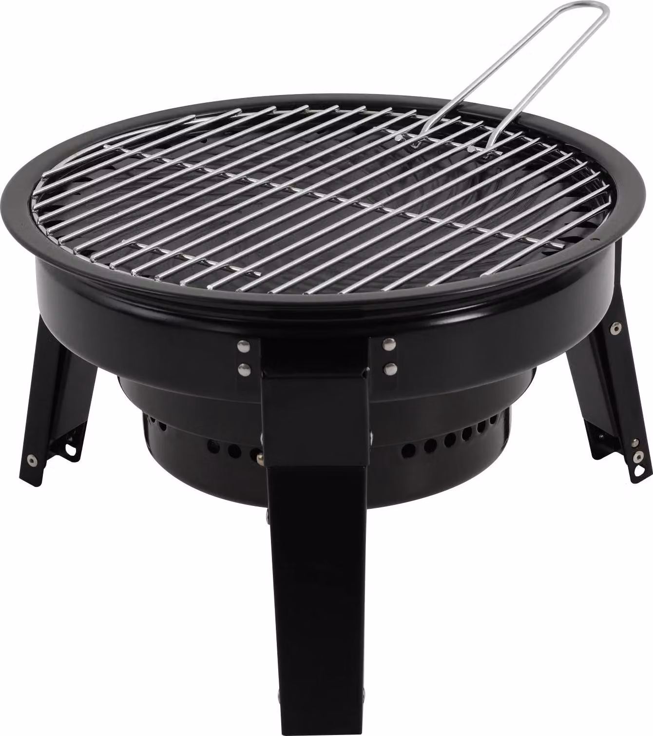 Barbecue portatile a carbonella - Barbecue - A forma di botte, Per esterni, campeggio, picnic, compatto - Nero