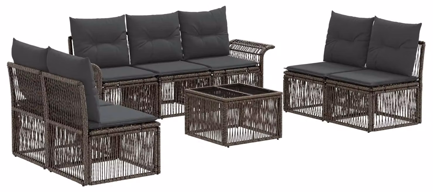 Set Divano da Giardino 8 pcs Grigio polyrattan
