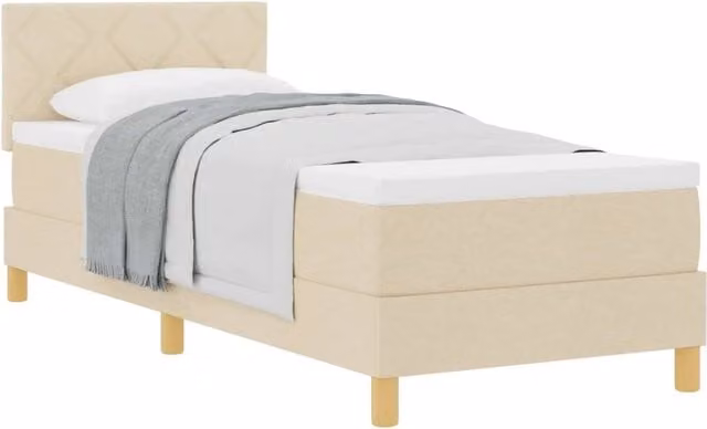 Letto singolo | Letto per adulti | Letto a molle con cuscino Crema 80 x 200 cm Tessuto