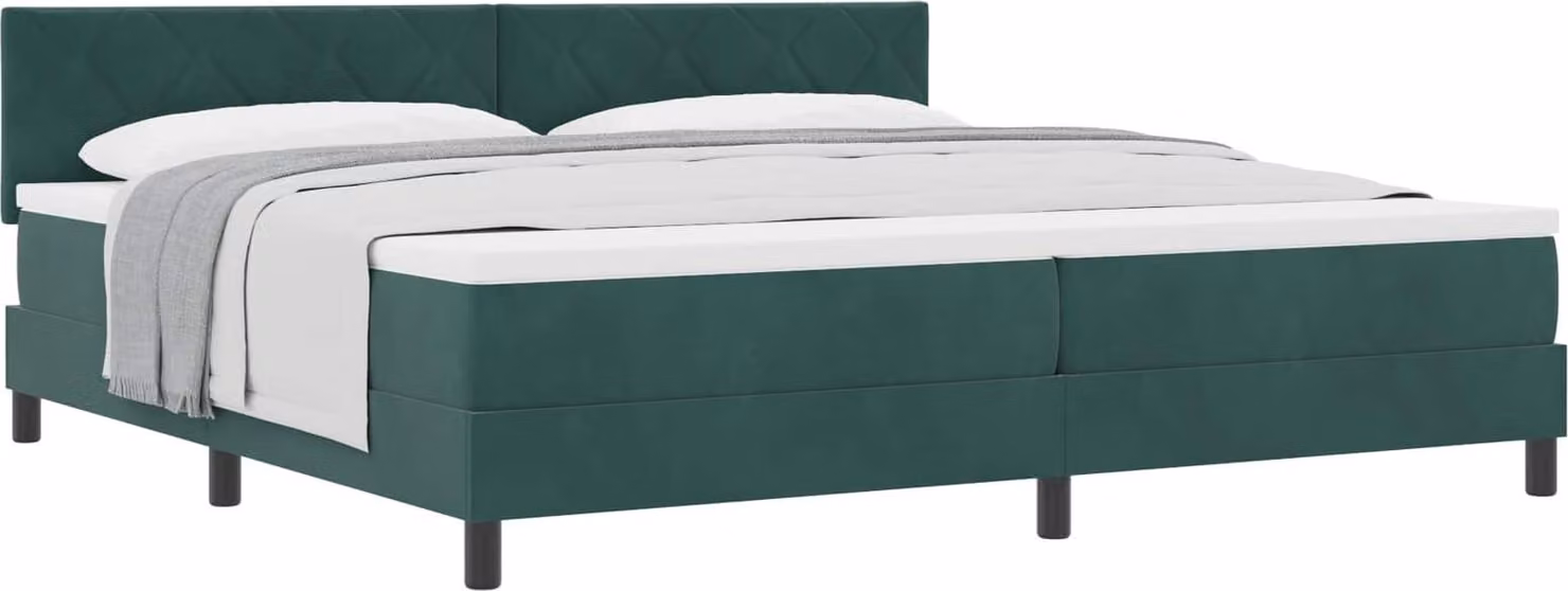 Letto a molle con materasso verde scuro 200 x 200 cm in velluto
