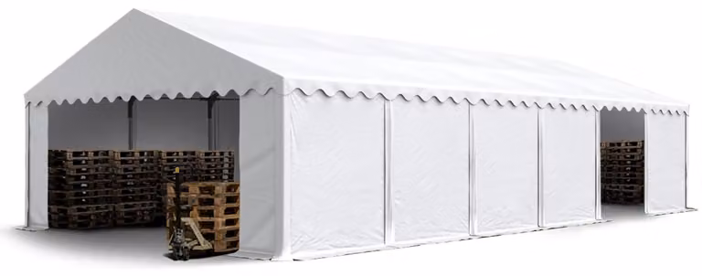 TOOLPORT Tendone deposito 6x12 m PVC 750 N tenda capannone bianco telaio perimetrale e rinforzo del tetto
