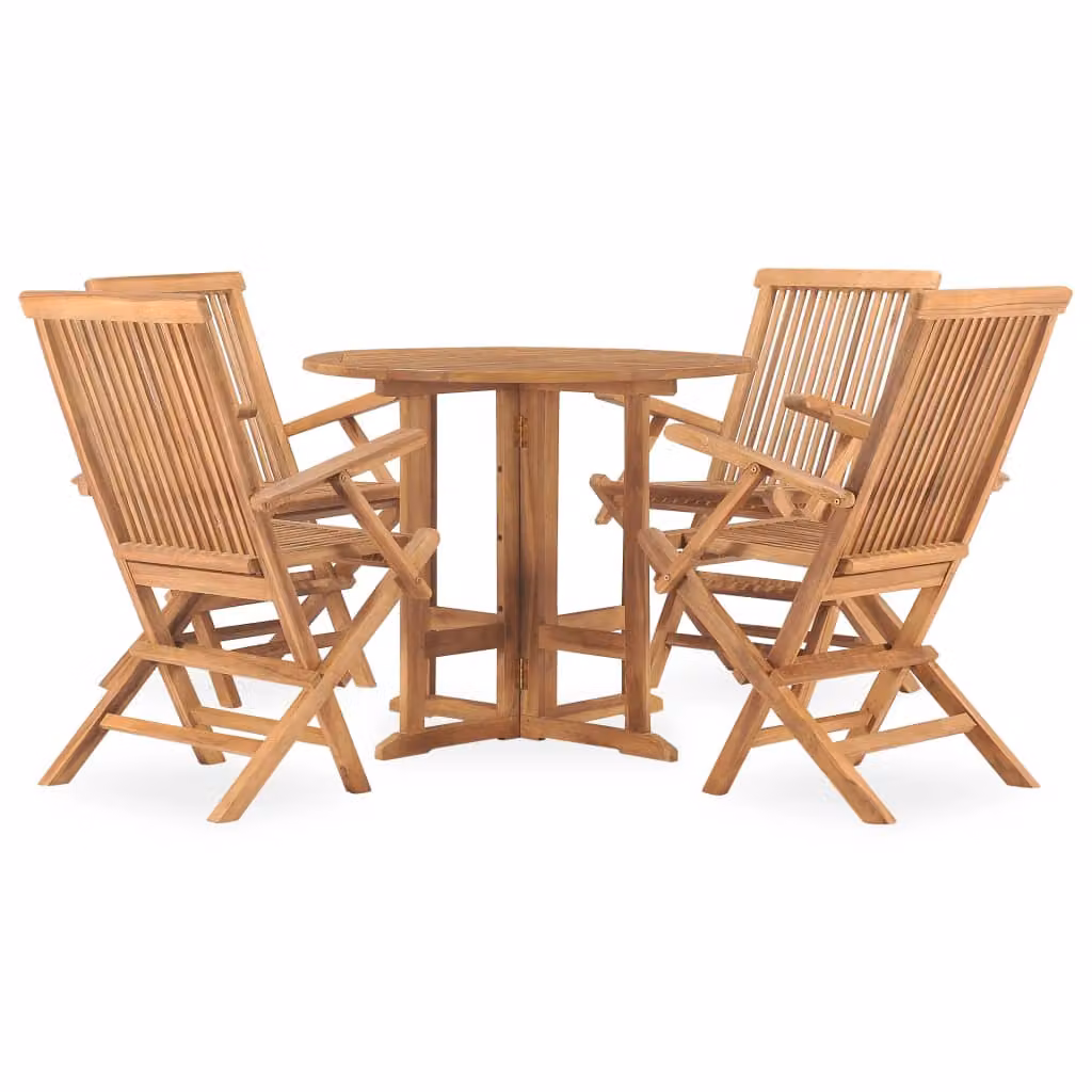 vidaXL set da pranzo da giardino 5 pezzi pieghevole in legno massiccio teak