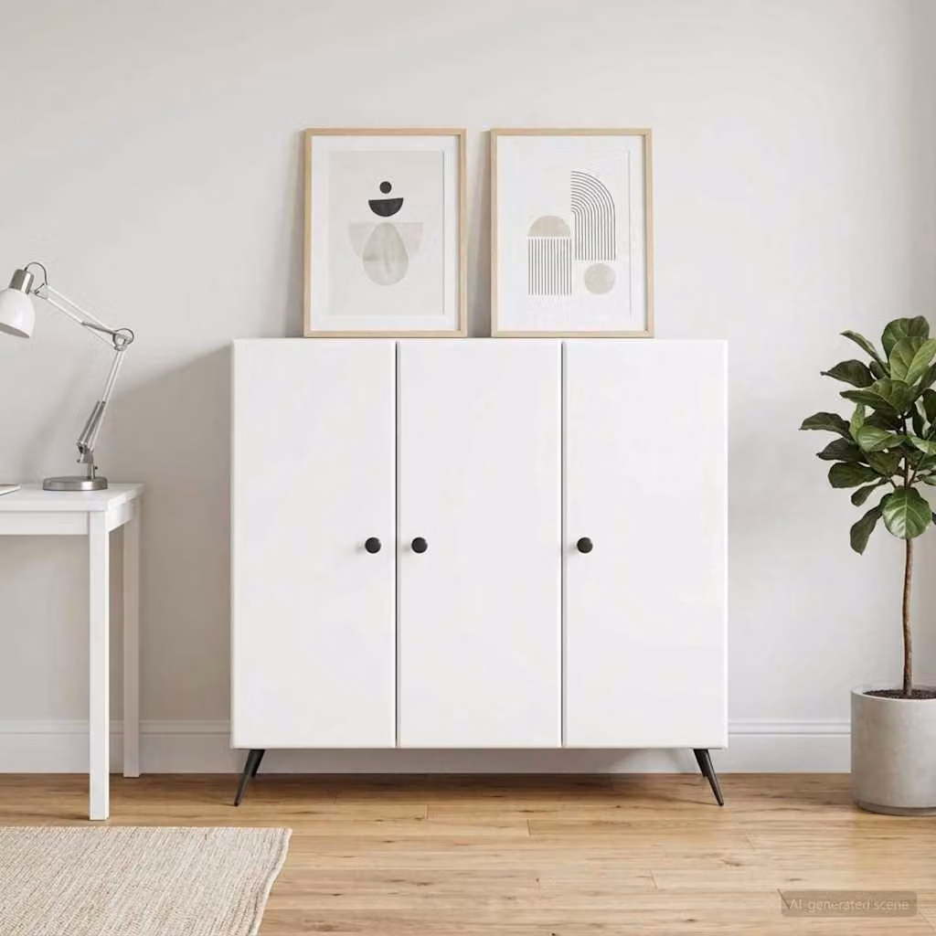Credenza bianca vidaXL in legno ingegnerizzato MDF L: 89 cm, P: 34,5 cm, H: 80 cm
