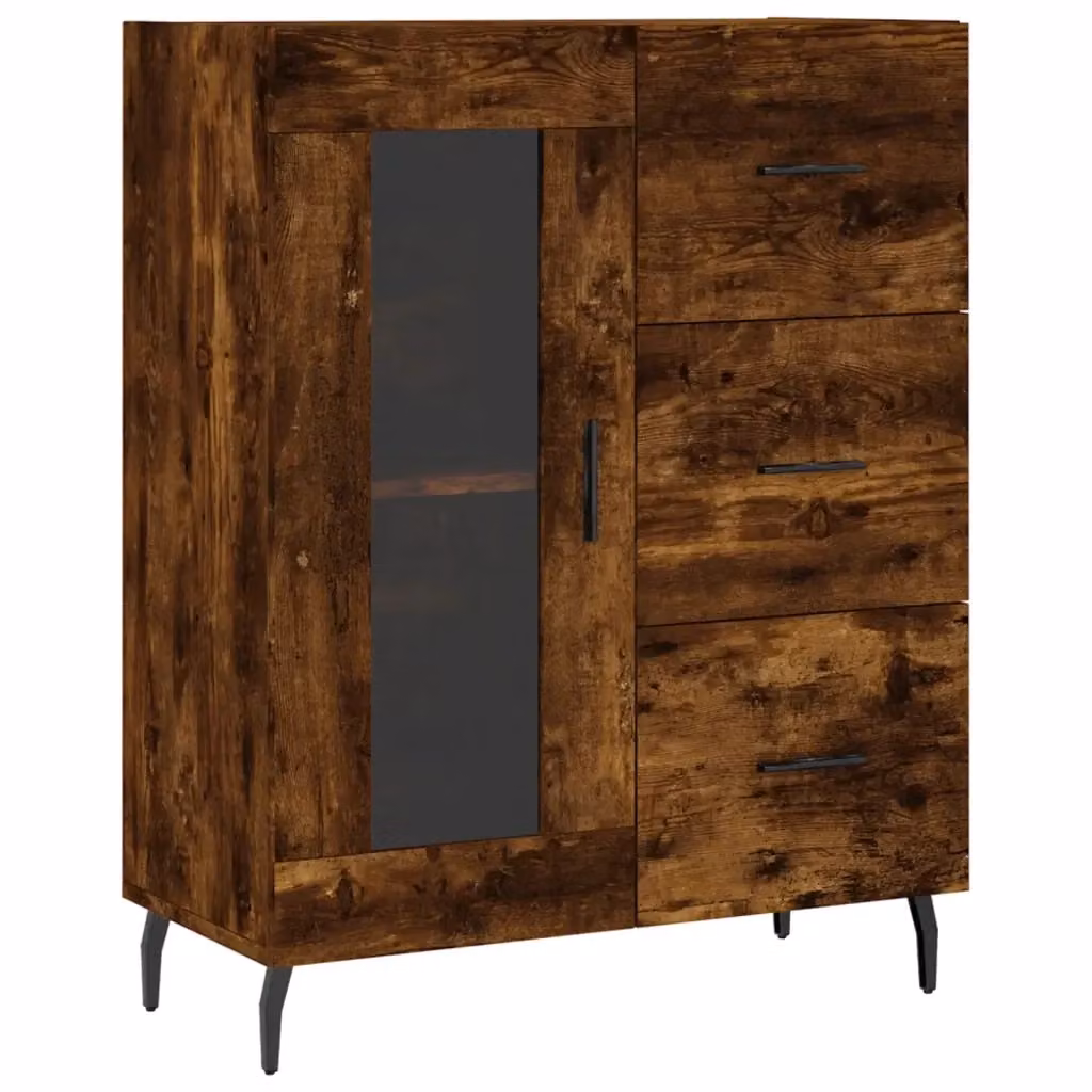 Credenza vidaXL in Rovere e Metallo Marrone per Sala da Pranza L: 69,5 cm, P: 34 cm, H: 90 cm – 2