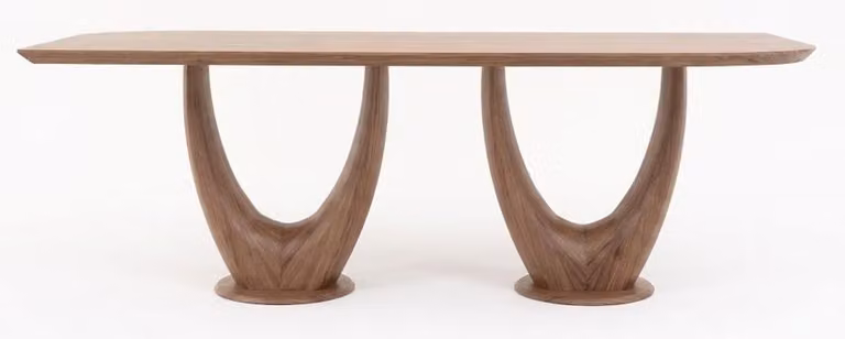 Tavolo da pranzo marrone elegante, tavolo in legno di design, tavolo da cucina, mobili