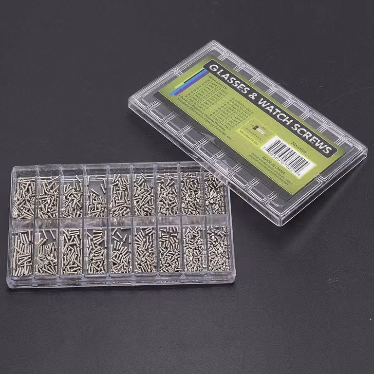 Set di viti per orologi, composto da 1800 pezzi, in acciaio inossidabile, di diverse dimensioni, per la riparazione di orologi