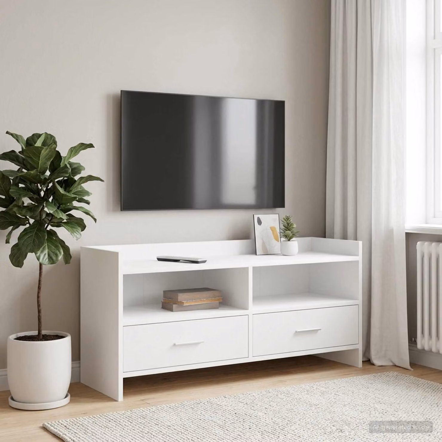 Mobile TV vidaXL moderno in bianco e legno ingegnerizzato L: 100 cm, P: 33 cm, H: 47 cm