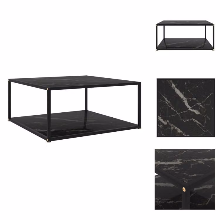vidaXL Tavolino nero 80x80x35 cm in vetro temperato - Tavolini da caffè