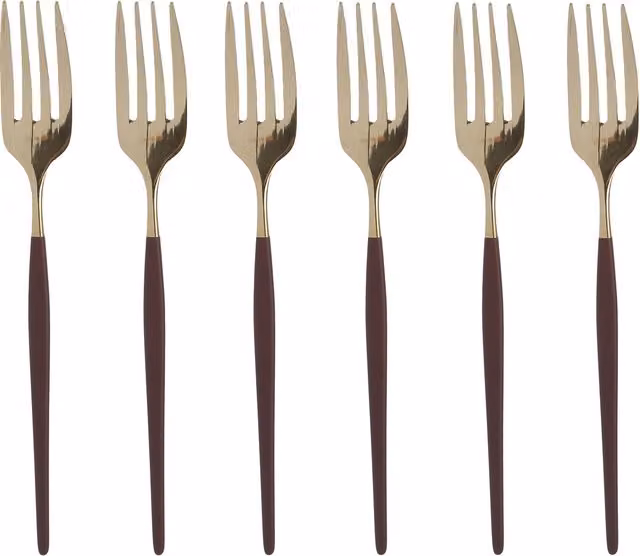 Set di 6 forchettine da champagne Bordeaux Luxy Kasanova color rosso e oro in acciaio inossidabile