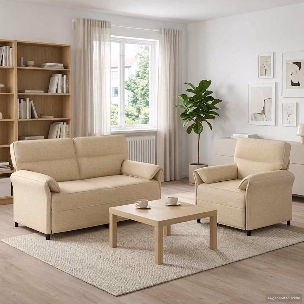Set di 2 divani moderni vidaXL in tessuto beige con struttura in metallo per il tuo soggiorno
