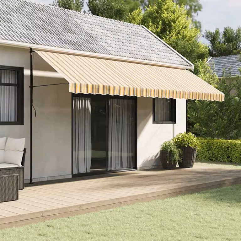 Ricambio in tessuto per tenda da sole vidaXL a righe giallo e grigio, L: 480 cm