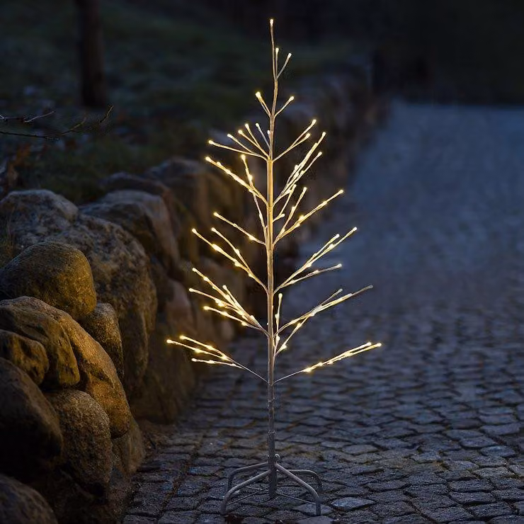 Albero Sirius LED Albero Isaac 110 LED bianco caldo per esterni 120 cm bianco