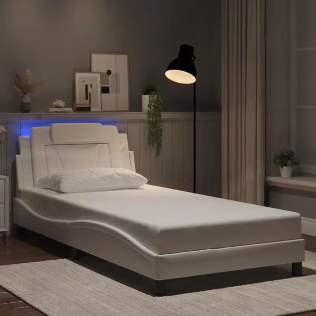 Letto giroletto Viana vidaXL bianco con illuminazione LED e porta di ricarica USB L: 200 cm, P: 100 cm – 1