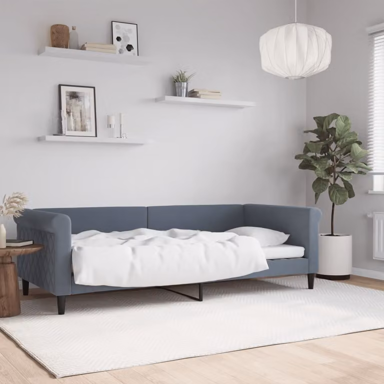 Letto da giorno vidaXL in velluto grigio con struttura in legno e metallo L/P/H: 200 x 90 x 68 cm