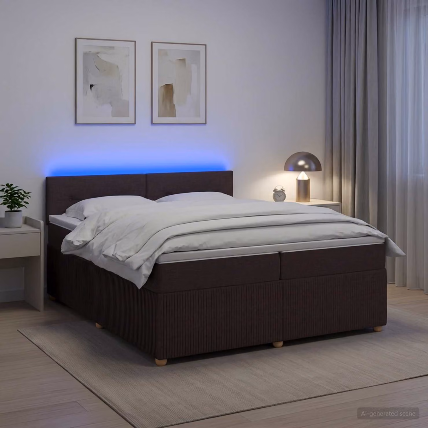 Letto box spring con materasso vidaXL moderno in tessuto con illuminazione sottostante e porta USB, L/P: 200 x 200 cm