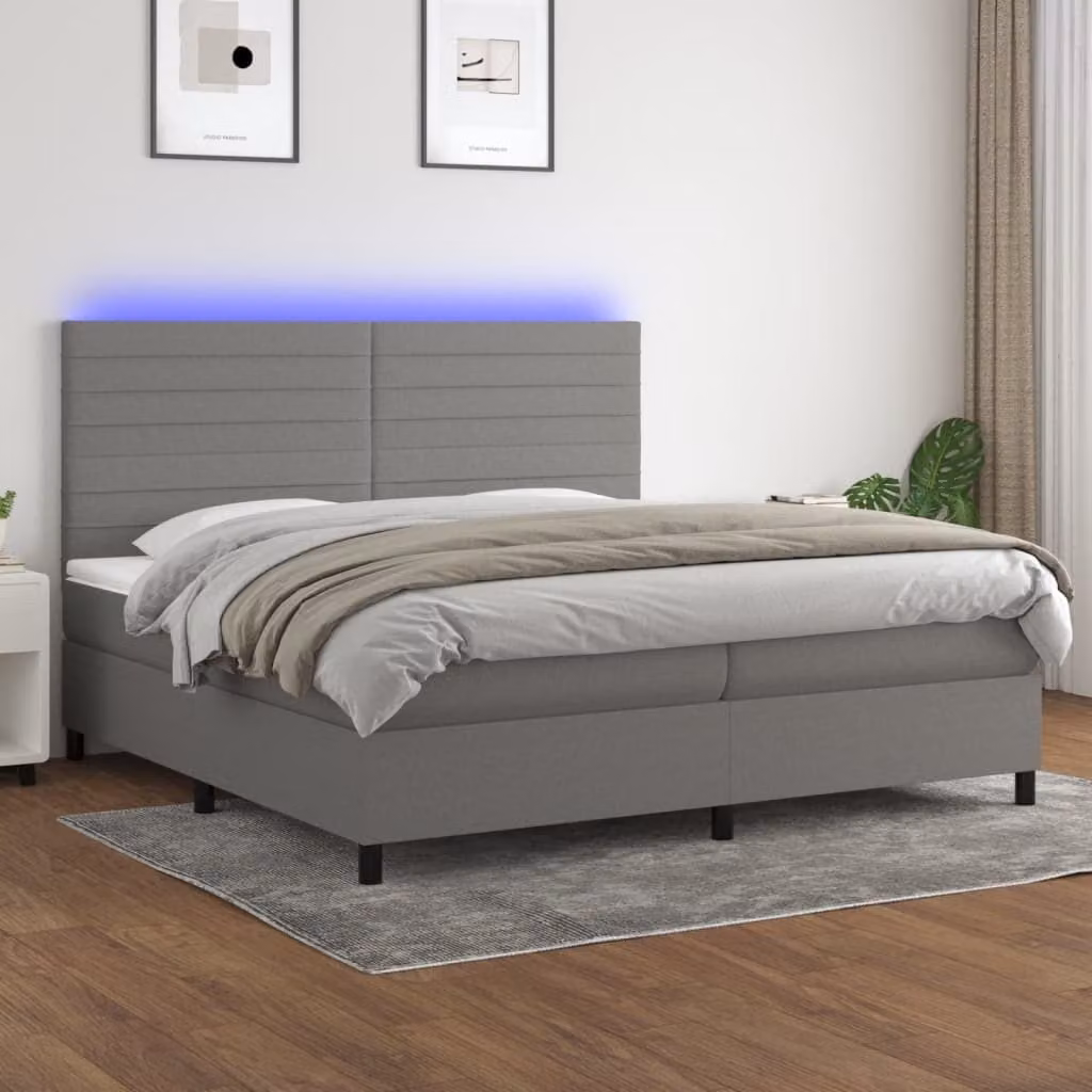 Maison Exclusive - Letto a Molle Materasso e LED Grigio Scuro 200x200cm in Tessuto
