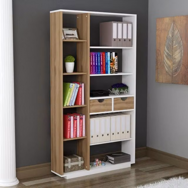 Libreria DMORA Imer con 8 Ripiani, Bianco Rovere, L: 80 cm, P: 25 cm, H: 189 cm