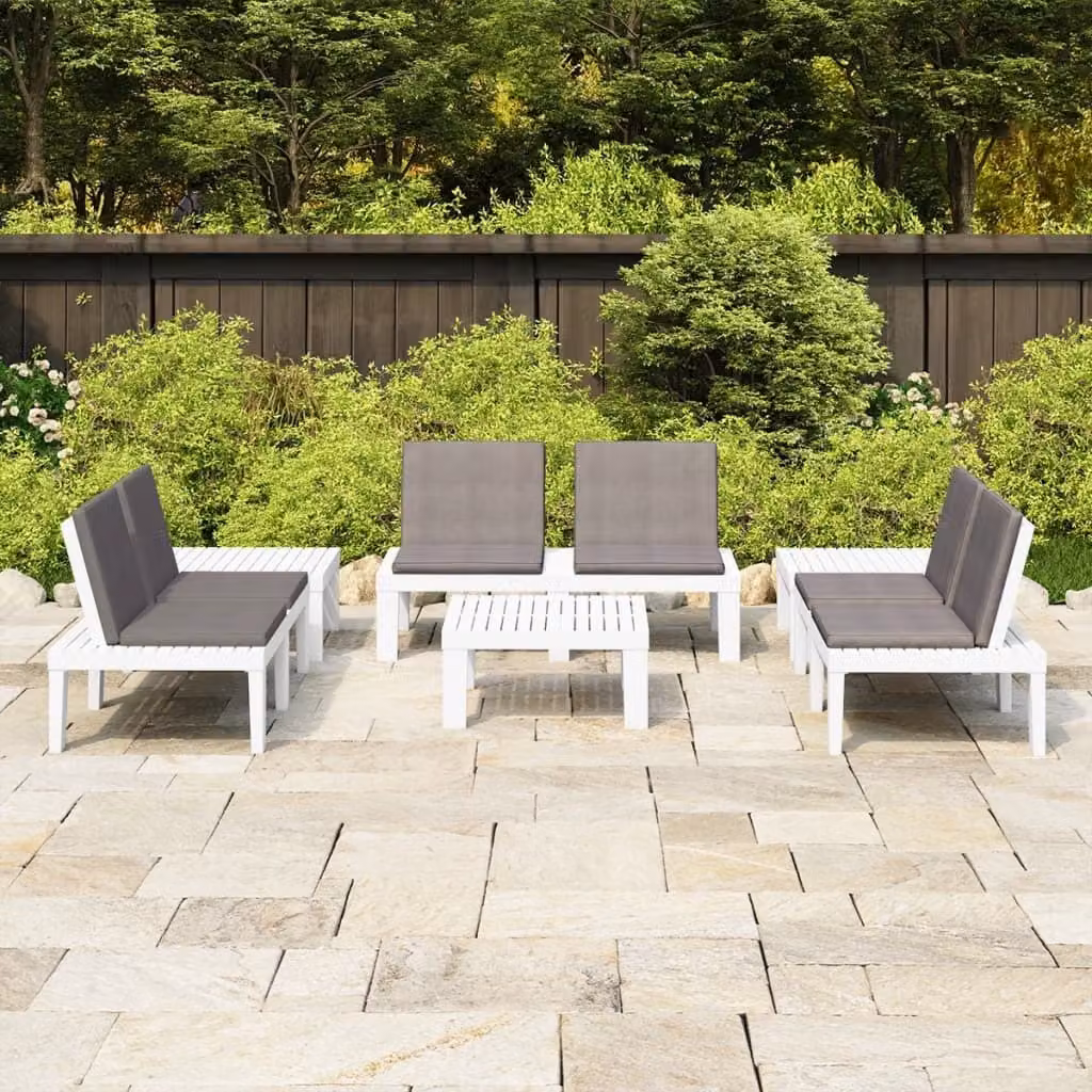 Maison Exclusive - Set Divani da Giardino con Cuscini 6 pz in Plastica Bianco