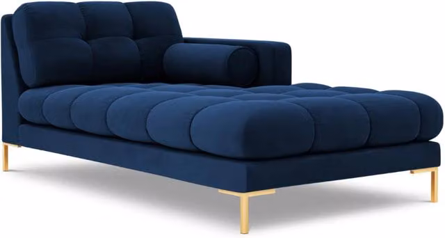 Chaise longue destra Bali di Cosmopolitan Design in velluto blu reale, L/P/H: 239 x 164 x 75 cm – 1