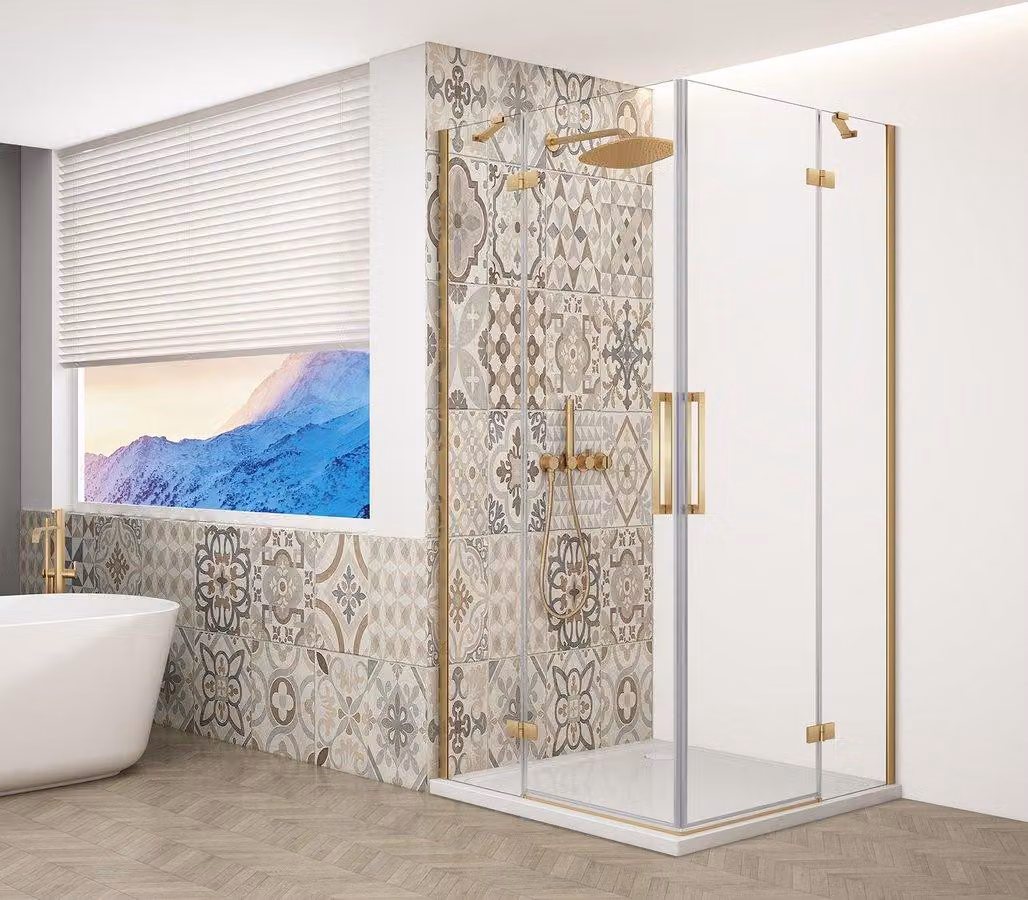 Cabina doccia Gelco TRINITY GOLD MATT, rettangolare, 1200x1000mm, ingresso angolare, vetro trasparente - GT2210-12C-G