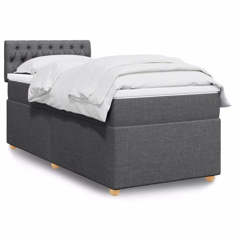 vidaXL Giroletto a Molle Ibrido con Materasso in Tessuto Grigio e Bianco L/P/H: 200 x 80 x 100,5 cm