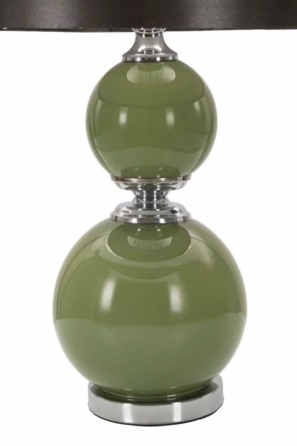 Lampada da Tavolo Eva Two GIORDANOSHOP in Vetro, Metallo e Tessuto Verde e Grigio Ø38 x H 65 cm – 2