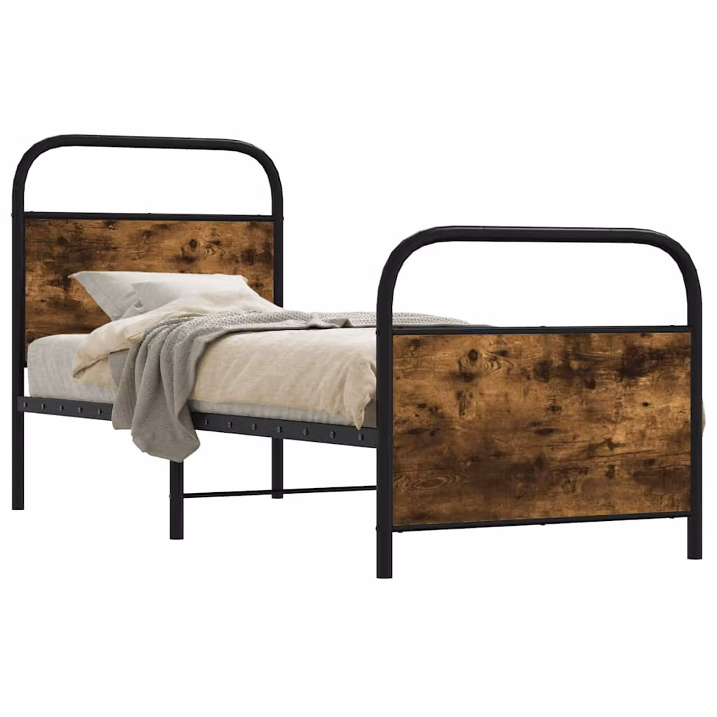 vidaXL Giroletto senza Materasso in Rovere Fumo, L/P/H: 80 x 200 x 207 cm