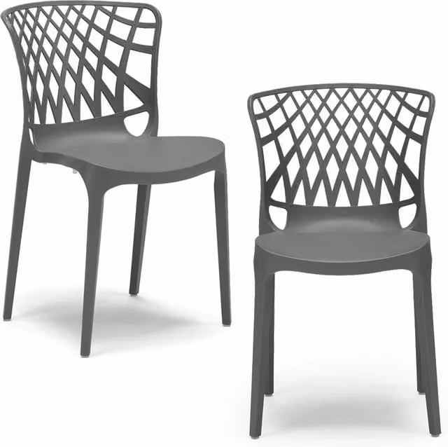 Set di 2 sedie impilabili ARKO Redokasa in polipropilene, design moderno, colore Grigio Metal – 1