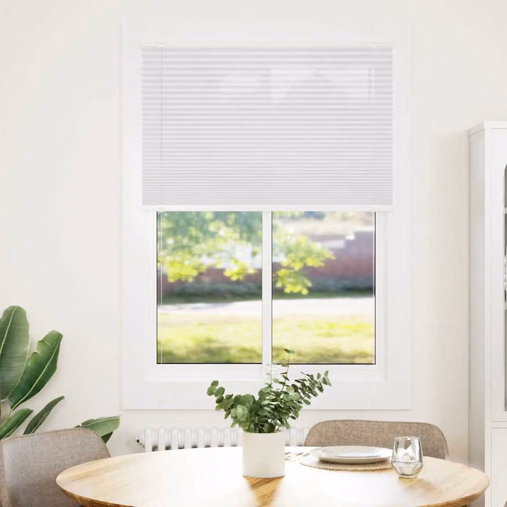 vidaXL Tenda Plissettata Bianca 90x100 cm Larghezza Tessuto 89,4 cm