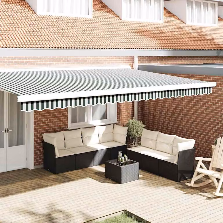Maison Exclusive - Sostituzione del volantino per tenda da sole, motivo a righe verdi e bianche, lunghezza 5 metri